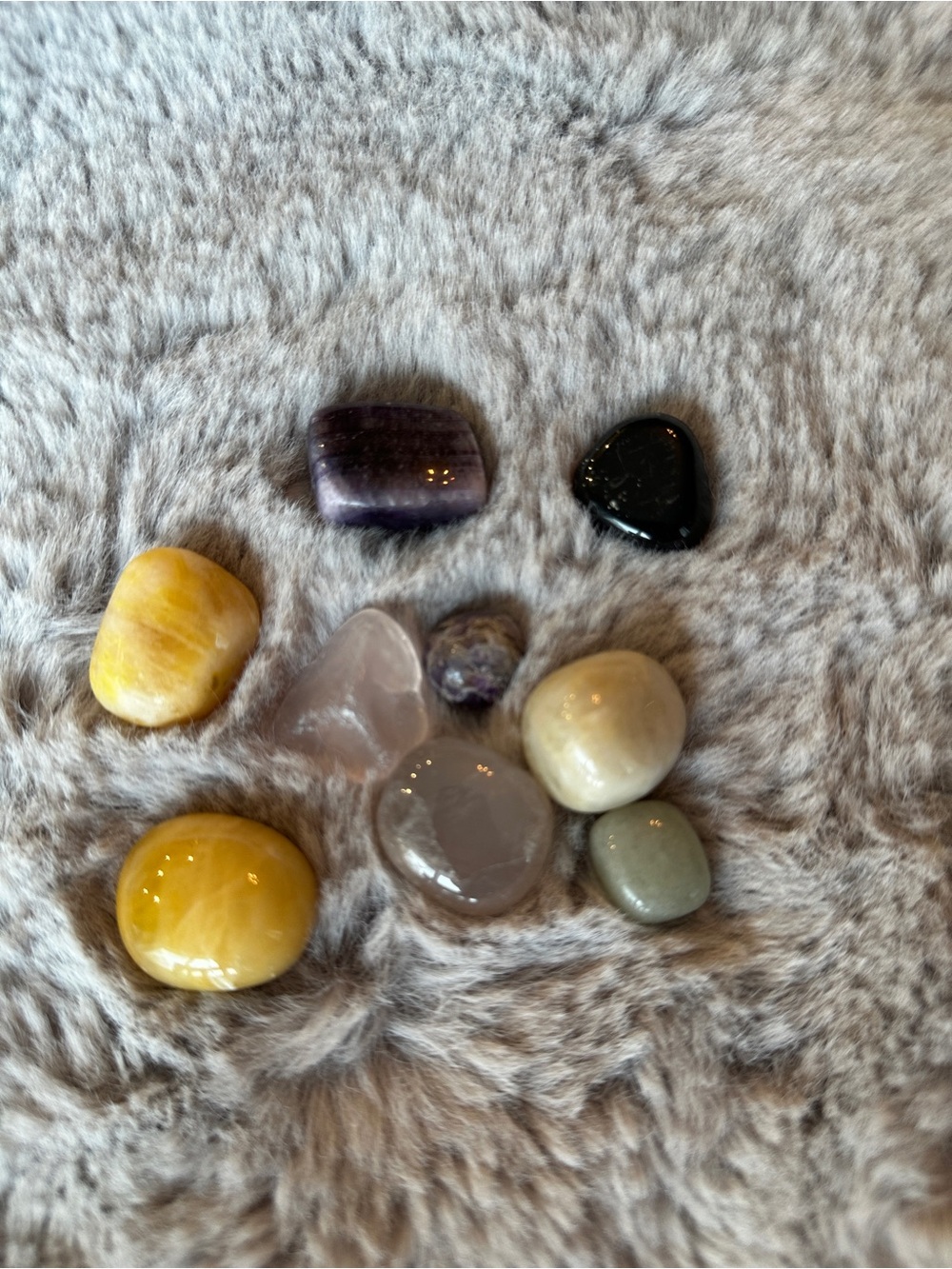 Assorted Natural Crystal Tumbles - Yellow, Pink, Purple, Black, Grey, Cream